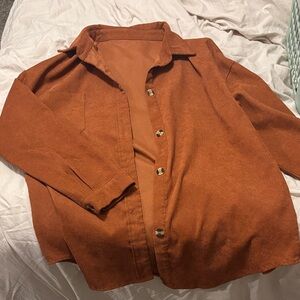 SHEIN Rust Button-Down Shirt Jacket